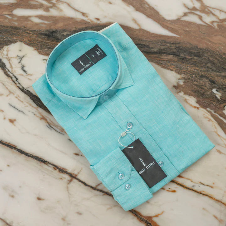 Turquoise (Sky Blue) Linen Shirt